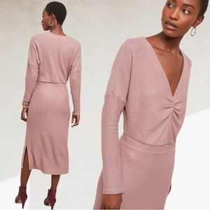 Anthropologie Eri + Ali mauve Winter Splendor knit Sweater dress Midi